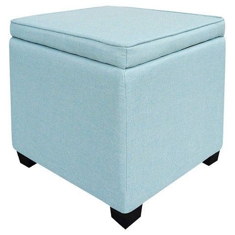 Room Essentials™ Storage Ottoman With Feet | Storage Ottoman, Blue Within Light Gray Fold Out Sleeper Ottomans (View 11 of 20)