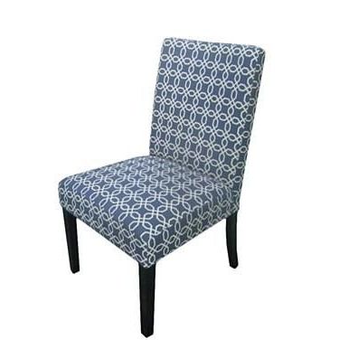 Rosana Blue/white Fabric Upholstered Dining Chairs (set Of 2 Pertaining To Blue Fabric Lounge Chair And Ottomans Set (View 7 of 20)