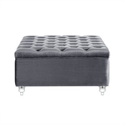 Rosdorf Park Bonview Oversized Button Tufted Storage Ottoman Upholstery Throughout Brown And Gray Button Tufted Ottomans (View 4 of 20)