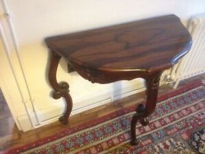 Rosewood Console Table, Half Moon With Cabriole Carved Legs And Wood Inside Antique Gold And Glass Console Tables (View 18 of 20)