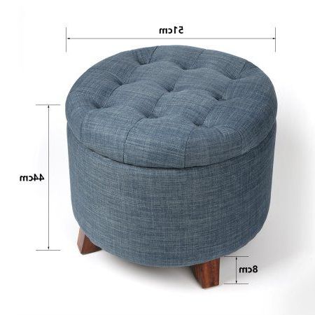 Round Footstool Storage Ottoman With Button Tufted Top Blue – Walmart Throughout Blue Fabric Tufted Surfboard Ottomans (Gallery 20 of 20)