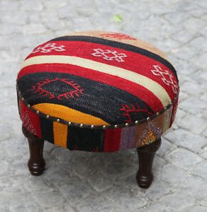 Round Footstools,ottoman Pouf,kilim Furnitures,rococo Furniture In Wool Round Pouf Ottomans (View 2 of 20)
