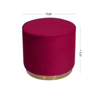 Round Ottoman Ruby Pink Velvet – Homepop | Round Ottoman, Homepop, Ottoman Intended For Gold Chevron Velvet Fabric Ottomans (View 6 of 20)