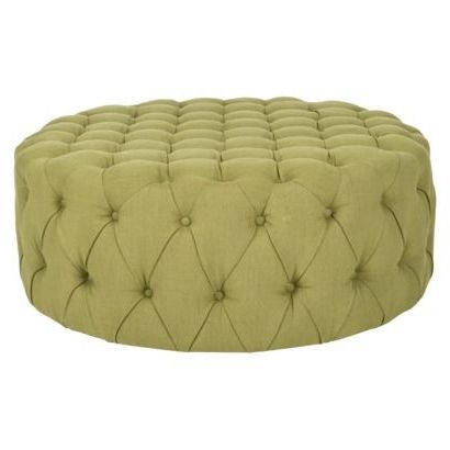 Round Ottoman With Tufting – Safavieh | Tufted Ottoman, Green Ottoman For Textured Green Round Pouf Ottomans (View 18 of 20)