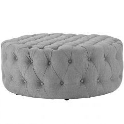 Round Tufted Fabric Ottoman | Modern Furniture • Brickell Collection Inside Snow Tufted Fabric Ottomans (View 14 of 20)