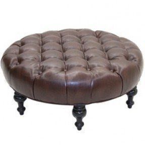 Round Tufted Leather Ottoman – Ideas On Foter Intended For Silver And White Leather Round Ottomans (Gallery 20 of 20)