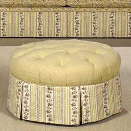 Round Tufted Ottoman With Skirtcraftmaster | Wolf And Gardiner Wolf In Tufted Ottomans (View 17 of 20)