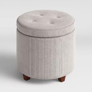 Round Tufted Storage Ottoman Textured Weave Gray – Threshold™ | Storage With Light Gray Tufted Round Wood Ottomans With Storage (View 12 of 20)