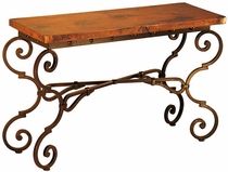 Rustic Copper Living Room Furniture | Old Wood And Forged Iron Pertaining To Oval Aged Black Iron Console Tables (View 15 of 20)