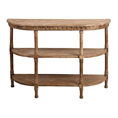 Rustic Natural Wood Curved Console Table | Kirklands | Wooden Console With Natural Seagrass Console Tables (View 17 of 20)