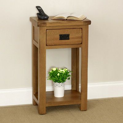 Rustic Oak Small Hall Console Table – 1 Drawer Narrow Slim Side Throughout Rustic Barnside Console Tables (View 9 of 20)