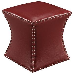 Rylen Nailhead Trim Upholstered Square Stool Ottoman – Contemporary In Caramel Leather And Bronze Steel Tufted Square Ottomans (Gallery 20 of 20)