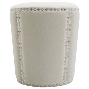 Rylen Nailhead Trim Upholstered Square Stool Ottoman – Contemporary Throughout Gray And Beige Trellis Cylinder Pouf Ottomans (View 17 of 20)