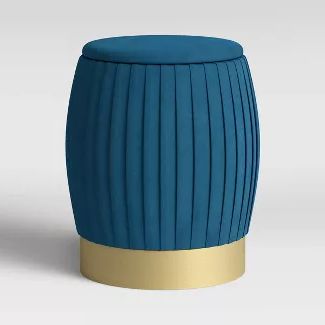 Sachsia Pleated Velvet Ottoman With Brass Base – Opalhouse In 2020 Throughout Velvet Pleated Square Ottomans (View 17 of 20)