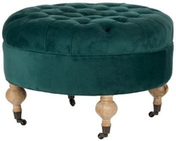 Safavieh Clara Tufted Round Ottoman & Reviews – Furniture – Macy's For Round Cream Tasseled Ottomans (View 10 of 20)