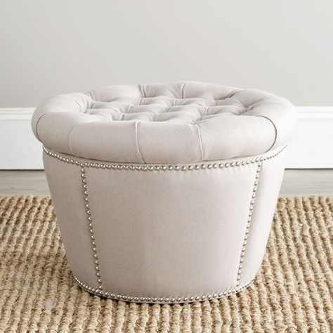 Safavieh Vanessa Ottoman – Silver Nail Heads, Brown | Tufted Storage Throughout Brown Fabric Tufted Surfboard Ottomans (View 11 of 20)