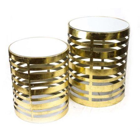 Sagebrook Home 2 Piece Metal & Mirror End Table Set – Walmart Throughout 2 Piece Round Console Tables Set (Gallery 20 of 20)