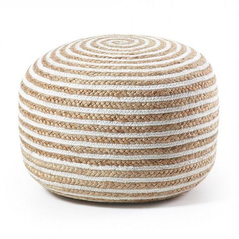 Saht Pouf White And Natural In 2019 | Seaside Home Decor, Grey Sofa Bed Inside White And Light Gray Cylinder Pouf Ottomans (View 11 of 20)