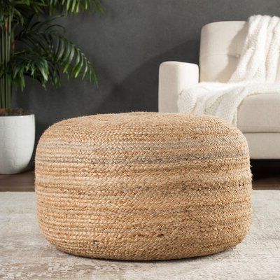Sand & Stable Shipka 29'' Wide Round Pouf Ottoman | Pouf Ottoman, Pouf Intended For White Solid Cylinder Pouf Ottomans (View 3 of 20)