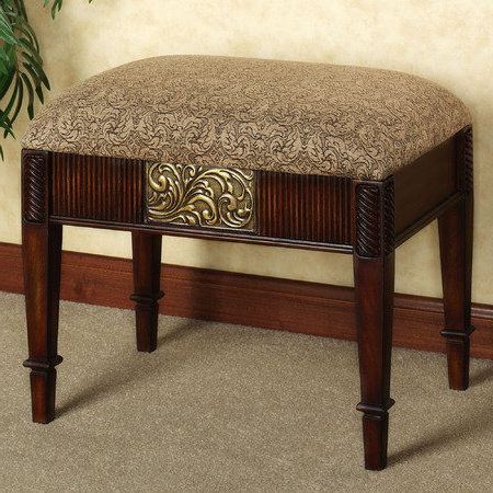 Sarantino Upholstered Vanity Bench | Bench Decor, Home Decor Styles Throughout Black Fresh Floral Velvet Pouf Ottomans (View 11 of 20)