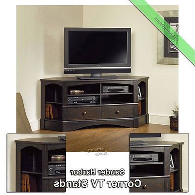 Sauder Corner Tv Stand 60 034 Console Table Stands For Flat Screens Pertaining To Matte Black Console Tables (View 3 of 20)