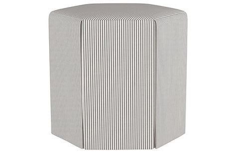 Savannah Ottoman – Gray/white Stripe | Tufted Ottoman, Upholstered With Regard To White And Light Gray Cylinder Pouf Ottomans (Gallery 19 of 20)