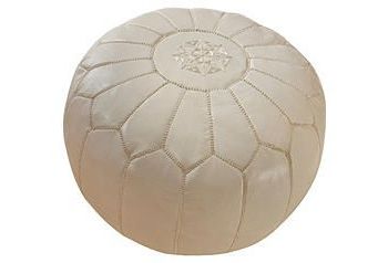 Seaside Souk | One Kings Lane | Moroccan Leather Pouf, Leather Moroccan With Natural Beige And White Cylinder Pouf Ottomans (View 17 of 20)