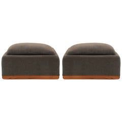 Set Of Six 1950s Tufted Leather And Iron Ottomans For Sale At 1stdibs Inside Chrome Swivel Ottomans (View 14 of 20)