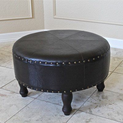 Seville Faux Leather Ottoman Upholstery: Blackinternational Caravan Regarding Black Faux Leather Ottomans With Pull Tab (Gallery 19 of 20)