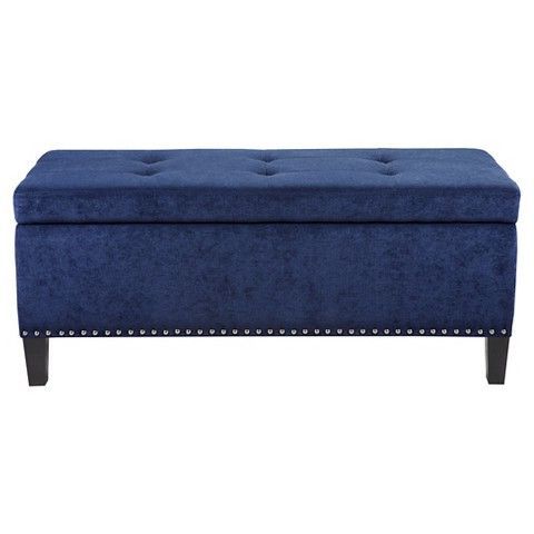 Shandra Bench Storage Ottoman With Tufted Top Blue – Home | Storage Throughout Linen Tufted Lift Top Storage Trunk (Gallery 20 of 20)