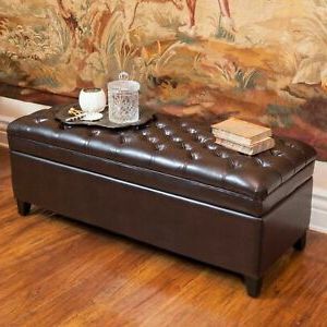 Sheffield Contemporary Button Tufted Brown Faux Leather Storage Ottoman With Regard To Brown And Gray Button Tufted Ottomans (View 18 of 20)