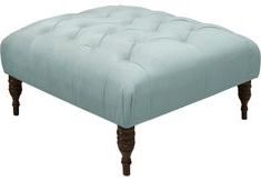 Shell Coast Blue Tufted Ottoman | Blue Ottoman, Cocktail Ottoman Throughout Royal Blue Tufted Cocktail Ottomans (View 16 of 20)