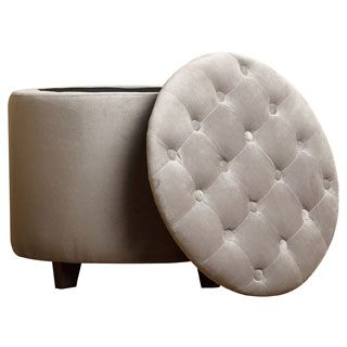 Shop Abbyson Grey Avery Tufted Lid Top Storage Ottoman – Free Shipping Intended For Gray Fabric Tufted Oval Ottomans (Gallery 20 of 20)