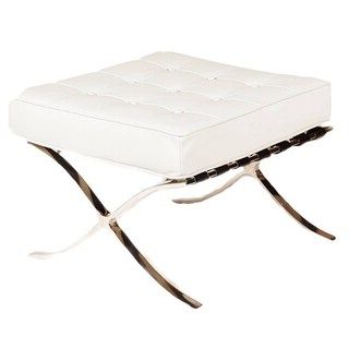 Shop Beldon White Leather Ottoman – Free Shipping Today – Overstock Inside White Leather Ottomans (View 18 of 20)