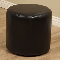 Shop Beroyah Round Faux Leather Ottoman – Free Shipping Today With Regard To Leather Pouf Ottomans (View 9 of 20)