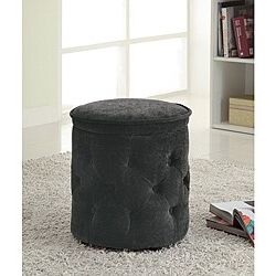 Shop Charcoal Tufted Fabric Round Storage Ottoman – Free Shipping Today Intended For Gray Fabric Tufted Oval Ottomans (Gallery 19 of 20)