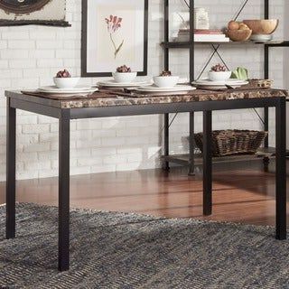 Shop Darcy Faux Marble Black Metal Counter Height Dining Table Throughout Black Metal And Marble Console Tables (Gallery 19 of 20)