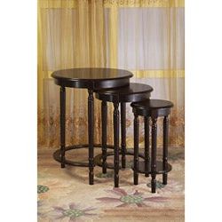 Shop Espresso Wooden Round Nesting Side End Tables (set Of 3 With Regard To Metal Legs And Oak Top Round Console Tables (View 15 of 20)
