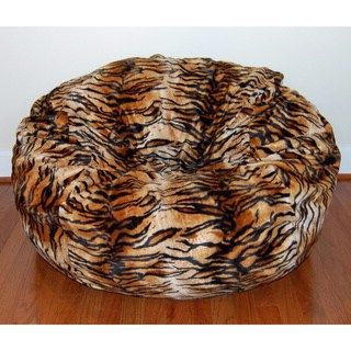 Shop Faux Animal Fur Washable 36 Inch Bean Bag Chair – Overstock – 8968212 Intended For White Faux Fur Round Accent Stools With Storage (View 10 of 19)