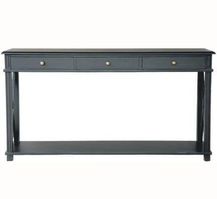 Shop Hamptons Halifax Side Cross Drawers Console Hall Table Furniture Intended For Natural And Black Console Tables (View 16 of 20)