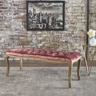 Shop Hastings Tufted Velvet Fabric Ottoman Bench With Casters Throughout Charcoal Gray Velvet Tufted Rectangular Ottoman Benches (View 17 of 20)