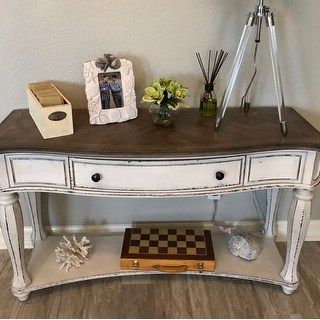 Shop Magnolia Manor Antique White Sofa Table – On Sale – Free Shipping With Regard To Antique White Black Console Tables (View 13 of 20)
