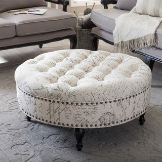 Shop Old World Round Signature Ottoman – Free Shipping Today Within Gray Fabric Round Modern Ottomans With Rope Trim (View 2 of 20)