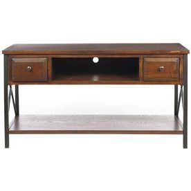 Shop Safavieh American Home Dark Walnut Pine Rectangular Console And Throughout Walnut And Gold Rectangular Console Tables (View 16 of 20)