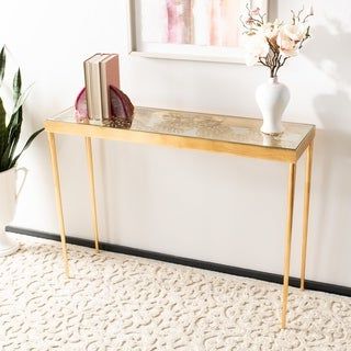 Shop Safavieh Rosalie Antique Gold Leaf Butterfly Console Table – On Regarding Antiqued Gold Rectangular Console Tables (View 11 of 20)