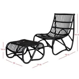 Shop Safavieh Shenandoah Black Wicker Chair And Ottoman Set – On Sale With Black And Off White Rattan Ottomans (View 13 of 20)