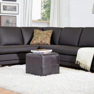 Shop Sydney Dark Brown Faux Leather Ottoman – Free Shipping Today Inside Orange Fabric Nail Button Square Ottomans (View 6 of 20)
