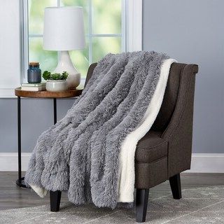Shop Windsor Home Long Pile Faux Fur Throw Blanket – On Sale For White Faux Fur Round Accent Stools With Storage (View 13 of 19)