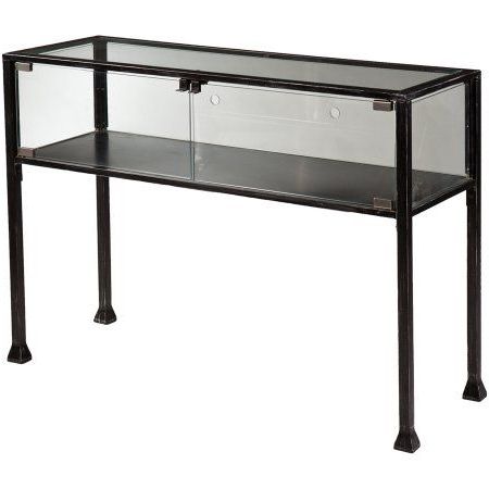 Showcase Terrarium Console Table, Black – Walmart | Black Console With Natural And Black Console Tables (View 1 of 20)