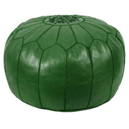 Showcasing A Moroccan Inspired Arch Motif And Dark Green Hue, This Intended For Textured Green Round Pouf Ottomans (View 13 of 20)